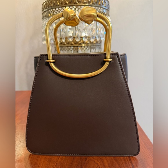 Cult Gaia Maxine Mini Bag Luwak Brown Leather Gold Handle NEW with dustbag - Picture 4 of 9